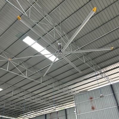 قیمت خوب 20FT صنعتی HVLS فن سقف Sliver خاکستری پشتیبانی سفارشی ODM برای مزرعه های دامداری گاو نگهداری رایگان راه حل آنلاین